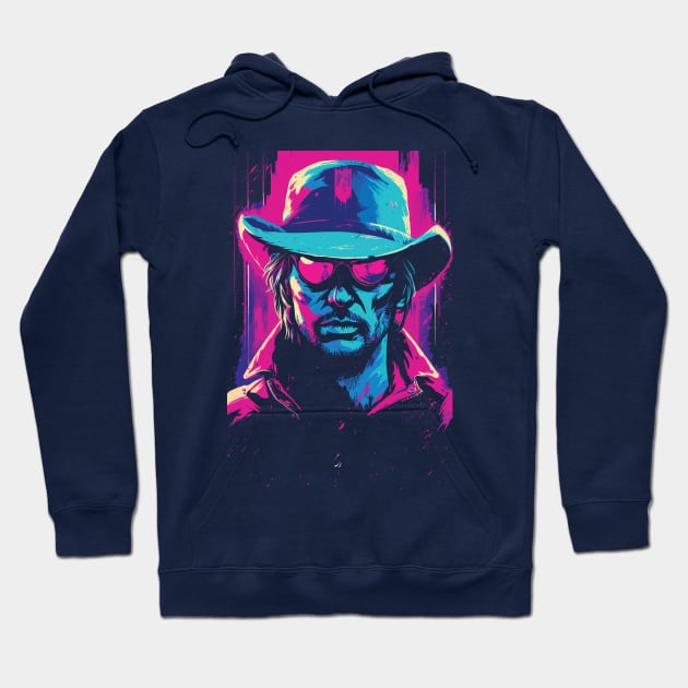 Synthwave Cowboy from the 80s Retro Vintage Hoodie by Snoe
